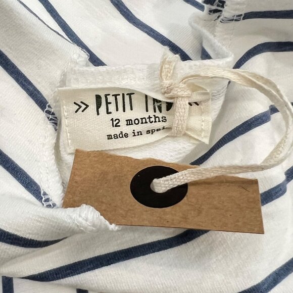 Petit Indi Organic Cotton Striped Long Sleeve Shirt 12-18 Months White & Navy - Picture 4 of 6